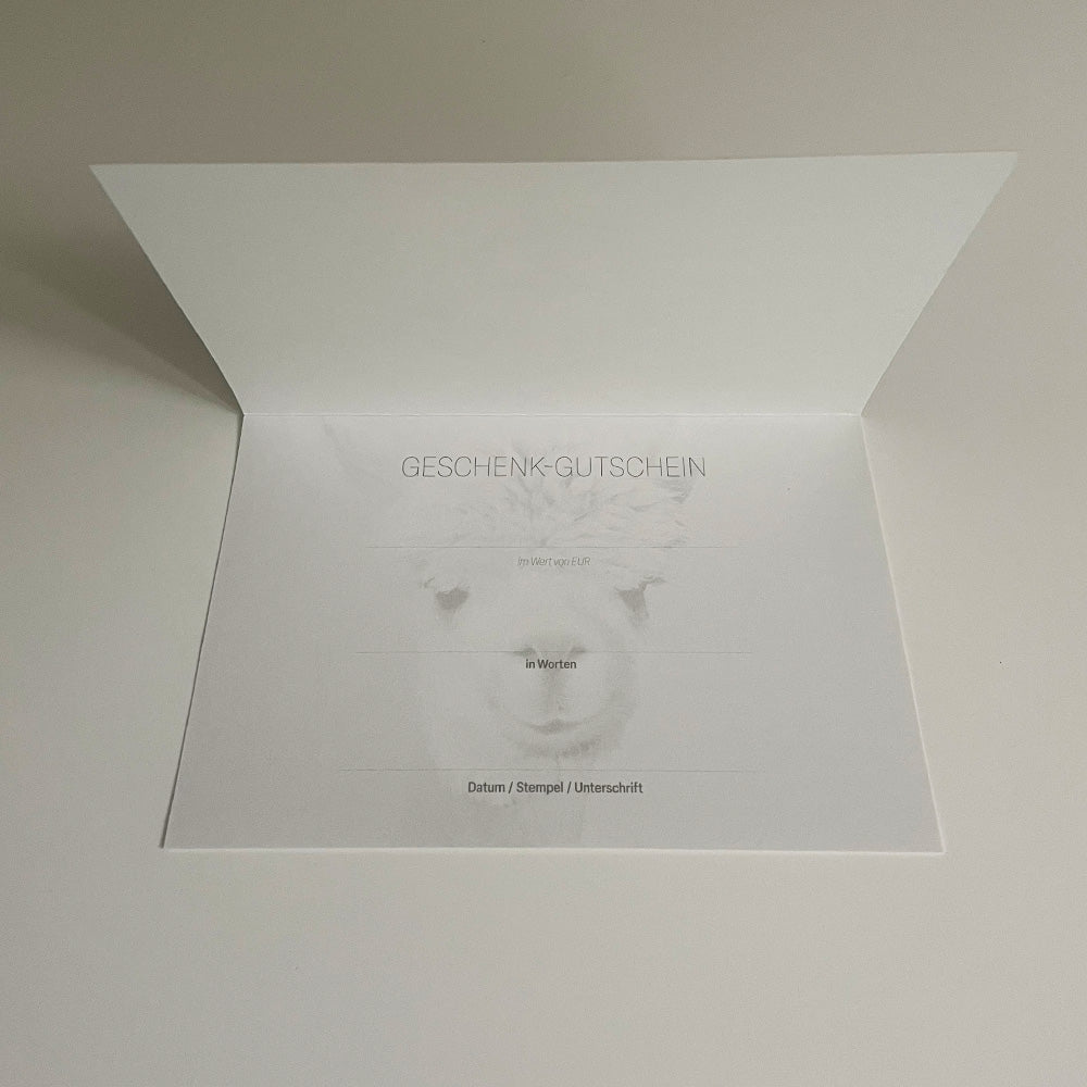 Geschenkgutschein Alpaka