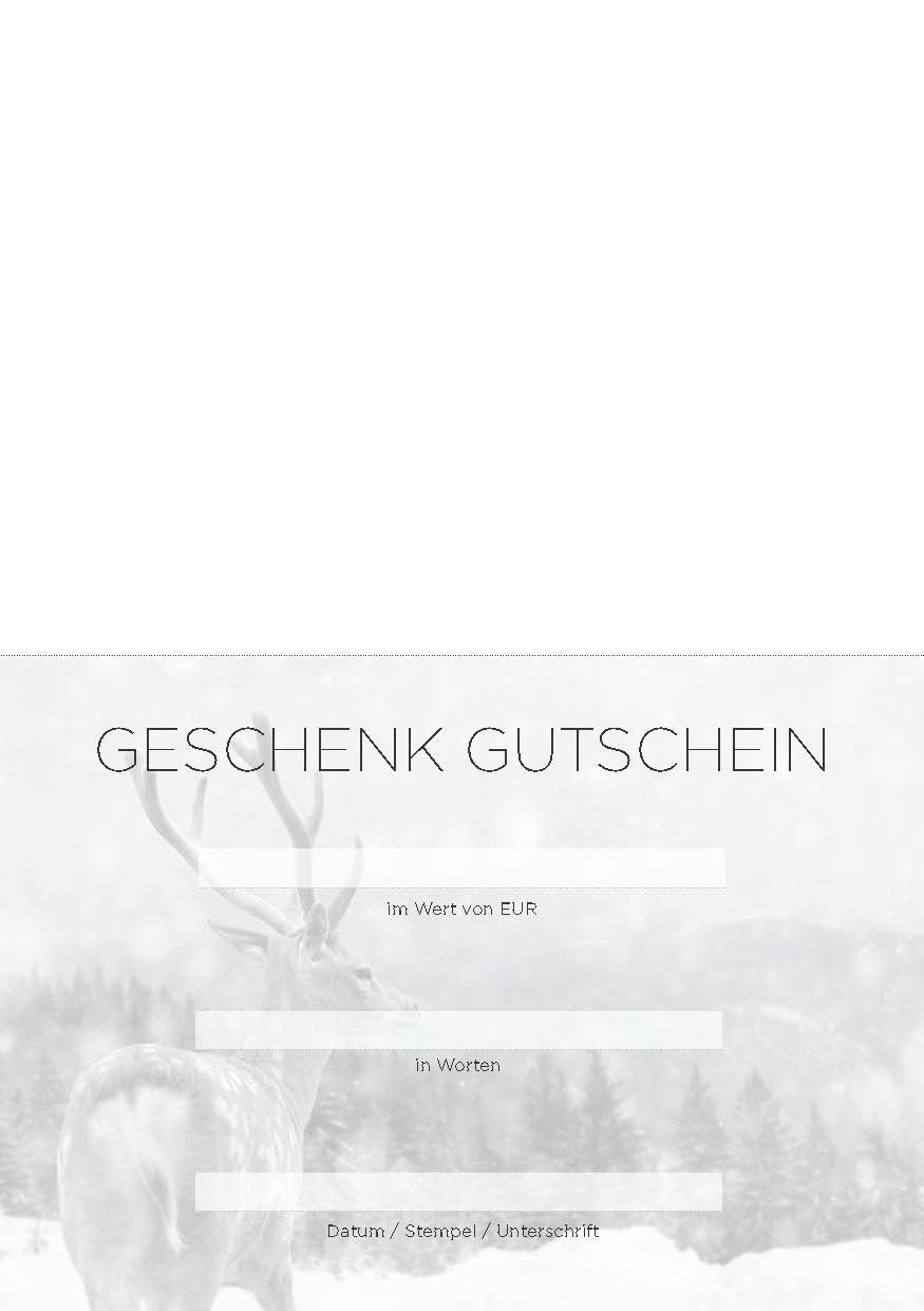 Geschenkgutschein Hirsch im Schnee