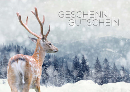 Geschenkgutschein Hirsch im Schnee