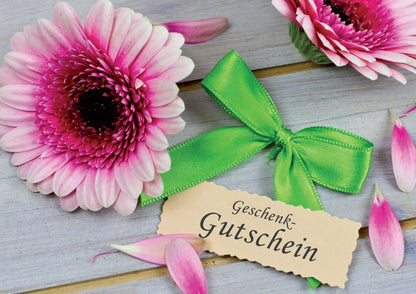 Geschenkgutschein Gerbera mit Schleife